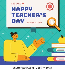 World teacher's day celebration. Happy Teacher's Day background. October 5. world teachers day celebration. vector illustration. Poster, Banner, Flyer, Greeting Card, Post. International Teachers' Day