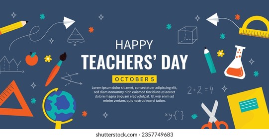World teacher's day celebration. Happy Teacher's Day background. October 5. world teachers day celebration. vector illustration. Poster, Banner, Flyer, Greeting Card, Post. International Teachers' Day