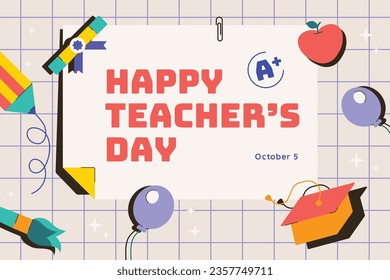 World teacher's day celebration. Happy Teacher's Day background. October 5. world teachers day celebration. vector illustration. Poster, Banner, Flyer, Greeting Card, Post. International Teachers' Day