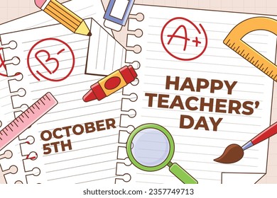 World teacher's day celebration. Happy Teacher's Day background. October 5. world teachers day celebration. vector illustration. Poster, Banner, Flyer, Greeting Card, Post. International Teachers' Day