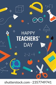 World teacher's day celebration. Happy Teacher's Day background. October 5. world teachers day celebration. vector illustration. Poster, Banner, Flyer, Greeting Card, Post. International Teachers' Day