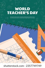 World teacher's day celebration. Happy Teacher's Day background. October 5. world teachers day celebration. vector illustration. Poster, Banner, Flyer, Greeting Card, Post. International Teachers' Day