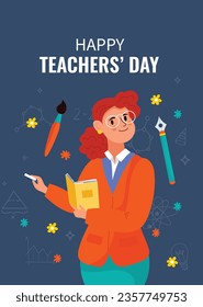 World teacher's day celebration. Happy Teacher's Day background. October 5. world teachers day celebration. vector illustration. Poster, Banner, Flyer, Greeting Card, Post. International Teachers' Day