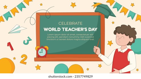 World teacher's day celebration. Happy Teacher's Day background. October 5. world teachers day celebration. vector illustration. Poster, Banner, Flyer, Greeting Card, Post. International Teachers' Day