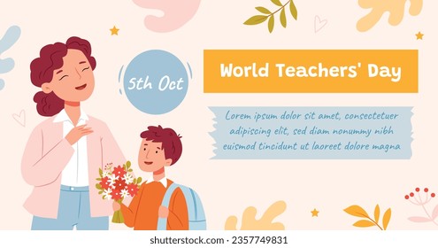 World teacher's day celebration. Happy Teacher's Day background. October 5. world teachers day celebration. vector illustration. Poster, Banner, Flyer, Greeting Card, Post. International Teachers' Day