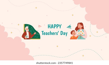 World teacher's day celebration. Happy Teacher's Day background. October 5. world teachers day celebration. vector illustration. Poster, Banner, Flyer, Greeting Card, Post. International Teachers' Day