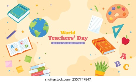 World teacher's day celebration. Happy Teacher's Day background. October 5. world teachers day celebration. vector illustration. Poster, Banner, Flyer, Greeting Card, Post. International Teachers' Day