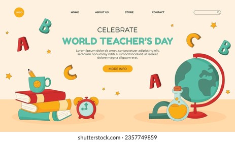 World teacher's day celebration. Happy Teacher's Day background. October 5. world teachers day celebration. vector illustration. Poster, Banner, Flyer, Greeting Card, Post. International Teachers' Day