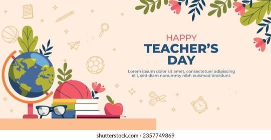 World teacher's day celebration. Happy Teacher's Day background. October 5. world teachers day celebration. vector illustration. Poster, Banner, Flyer, Greeting Card, Post. International Teachers' Day