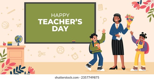 World teacher's day celebration. Happy Teacher's Day background. October 5. world teachers day celebration. vector illustration. Poster, Banner, Flyer, Greeting Card, Post. International Teachers' Day