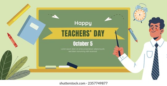 World teacher's day celebration. Happy Teacher's Day background. October 5. world teachers day celebration. vector illustration. Poster, Banner, Flyer, Greeting Card, Post. International Teachers' Day