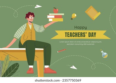 World teacher's day celebration. Happy Teacher's Day background. October 5. world teachers day celebration. vector illustration. Poster, Banner, Flyer, Greeting Card, Post. International Teachers' Day