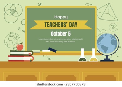 World teacher's day celebration. Happy Teacher's Day background. October 5. world teachers day celebration. vector illustration. Poster, Banner, Flyer, Greeting Card, Post. International Teachers' Day