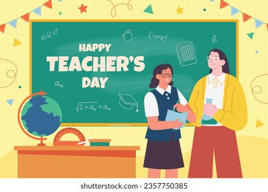 World teacher's day celebration. Happy Teacher's Day background. October 5. world teachers day celebration. vector illustration. Poster, Banner, Flyer, Greeting Card, Post. International Teachers' Day