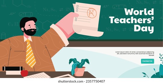 World teacher's day celebration. Happy Teacher's Day background. October 5. world teachers day celebration. vector illustration. Poster, Banner, Flyer, Greeting Card, Post. International Teachers' Day