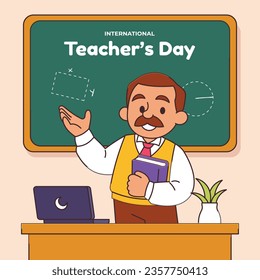 World teacher's day celebration. Happy Teacher's Day background. October 5. world teachers day celebration. vector illustration. Poster, Banner, Flyer, Greeting Card, Post. International Teachers' Day