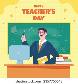 World teacher's day celebration. Happy Teacher's Day background. October 5. world teachers day celebration. vector illustration. Poster, Banner, Flyer, Greeting Card, Post. International Teachers' Day