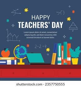World teacher's day celebration. Happy Teacher's Day background. October 5. world teachers day celebration. vector illustration. Poster, Banner, Flyer, Greeting Card, Post. International Teachers' Day