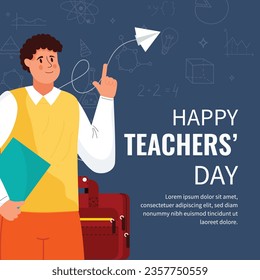 World teacher's day celebration. Happy Teacher's Day background. October 5. world teachers day celebration. vector illustration. Poster, Banner, Flyer, Greeting Card, Post. International Teachers' Day