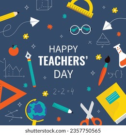 World teacher's day celebration. Happy Teacher's Day background. October 5. world teachers day celebration. vector illustration. Poster, Banner, Flyer, Greeting Card, Post. International Teachers' Day