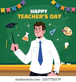 World teacher's day celebration. Happy Teacher's Day background. October 5. world teachers day celebration. vector illustration. Poster, Banner, Flyer, Greeting Card, Post. International Teachers' Day