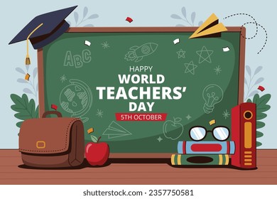 World teacher's day celebration. Happy Teacher's Day background. October 5. world teachers day celebration. vector illustration. Poster, Banner, Flyer, Greeting Card, Post. International Teachers' Day