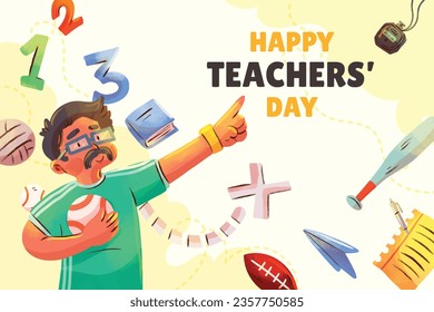 World teacher's day celebration. Happy Teacher's Day background. October 5. world teachers day celebration. vector illustration. Poster, Banner, Flyer, Greeting Card, Post. International Teachers' Day