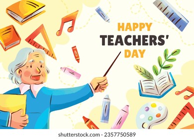 World teacher's day celebration. Happy Teacher's Day background. October 5. world teachers day celebration. vector illustration. Poster, Banner, Flyer, Greeting Card, Post. International Teachers' Day