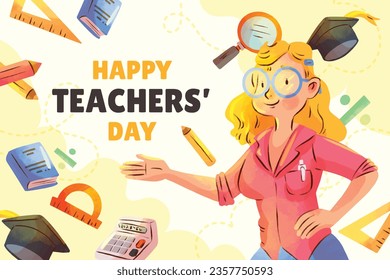 World teacher's day celebration. Happy Teacher's Day background. October 5. world teachers day celebration. vector illustration. Poster, Banner, Flyer, Greeting Card, Post. International Teachers' Day