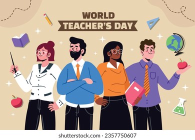 World teacher's day celebration. Happy Teacher's Day background. October 5. world teachers day celebration. vector illustration. Poster, Banner, Flyer, Greeting Card, Post. International Teachers' Day