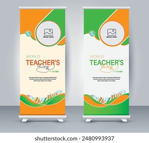 World teacher's day celebration. Happy Teacher's Day. October 5. world teachers day celebration. vector illustration. Rollup, Poster, Banner Template