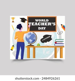 World teacher's day celebration. Happy Teacher's Day background. October 5. world teachers day celebration. vector illustration. Poster, Banner, Flyer,