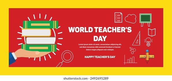World teacher's day celebration. Happy Teacher's Day background. October 5. world teachers day celebration. vector illustration. Poster, Banner, Flyer, Greeting Card, Post. International Teachers' Day