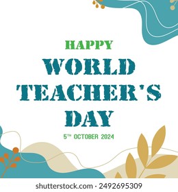 Celebración del Día Mundial del Profesor. Feliz Día del Maestro. 5 de octubre. celebración del Día Mundial del Profesorado. Ilustración vectorial. Póster, Anuncio, Flyer, Tarjeta de felicitación, Post. Día Internacional del Maestro