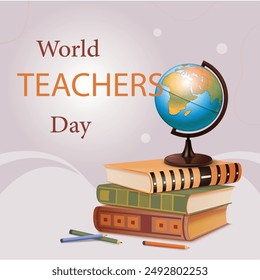 World teacher's day celebration. Happy Teacher's Day background. October 5. world teachers day celebration. vector illustration. Poster, Banner, Flyer, Greeting Card, Template creative Ads Design 