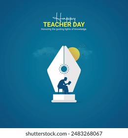 World Teacher's Day Creative Ads Design. Teacher's, pencil, blackboard silhouette isolated on Template for background. Teacher's Poster, vector, 3d, illustration, October 5. Important day