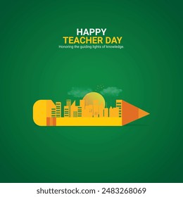 World Teacher's Day Creative Ads Design. Teacher's, pencil, blackboard silhouette isolated on Template for background. Teacher's Poster, vector, 3d, illustration, October 5. Important day