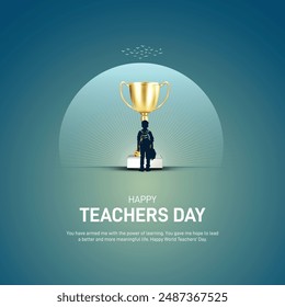 World Teachers Day creative concept banner, poster, social media post, template, background, t-shirt, post card design. Happy Teachers Day creative idea.