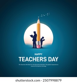 World Teachers Day creative concept banner, poster, social media post, template, background, t-shirt, post card design. Happy Teachers Day creative idea. 