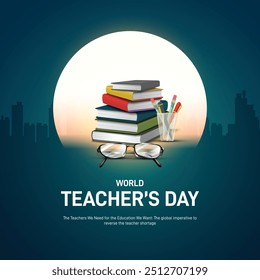 World Teachers Day creative concept banner, poster, social media post, template, background, t-shirt, post card design. Happy Teachers Day creative idea.