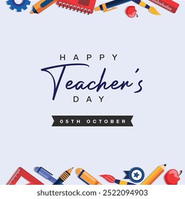World Teachers Day creative concept banner, poster, social media, template, background, t-shirt, postcard design. Good creative idea for Teachers Day.