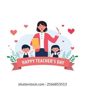 World Teachers Day creative idea concept banner, poster, social media post, template background. Happy Teachers Day creative idea flat illustration 