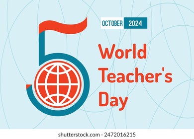 World Teachers Day Greeting card of a stylish text for Happy Teacher's Day. Vector illustration.
