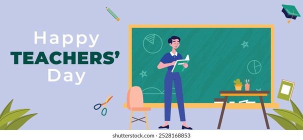 World teachers day greeting card design. Vector illustration