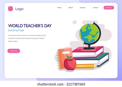 world teachers day icon set. Flat vector template Style Suitable for Web Landing Page.