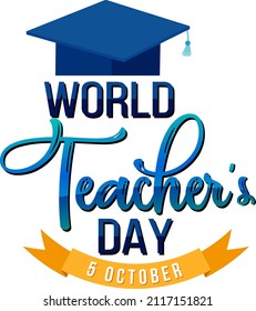 World Teacher's Day lettering banner  illustration