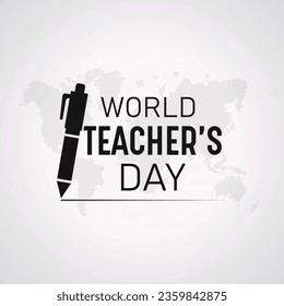 World teacher's day, october 5. Unique hand-drawn calligraphy banner design. Lettering poster with text happy teacher's day. Vector illustration.