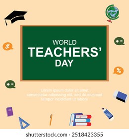 World Teachers' Day. October 5. Design for School banners, cards, flyers, presentations. Vector illustration.
