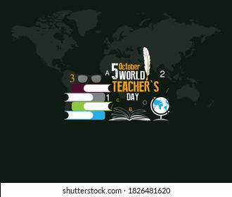 World Teacher's Day. October 5.vector illustration with school equipment for poster, brochure, banner and greeting card.