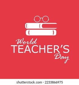 Día Mundial del Profesor Fondo Rojo y texto en blanco.